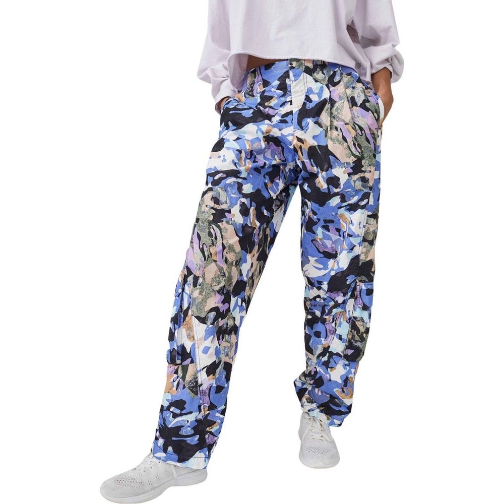 NEW Free People Mesmerize Me Print Cargo Pants Size Large Camo Utility Wide Leg
